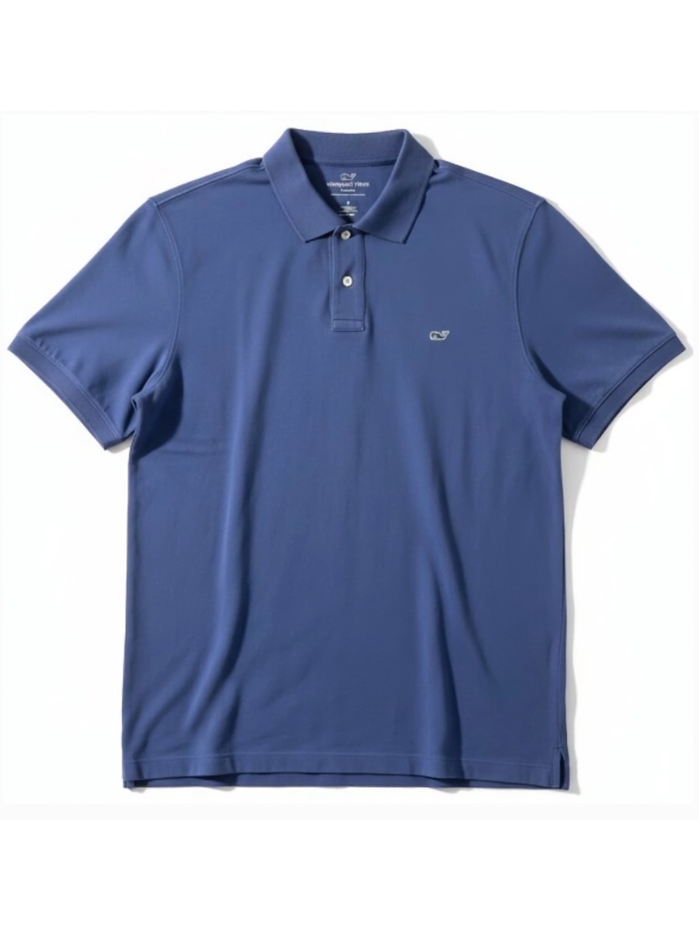 Vineyard Vines Blue Polo Shirt Whale Logo Cotton Pique Short Sleeve Size L